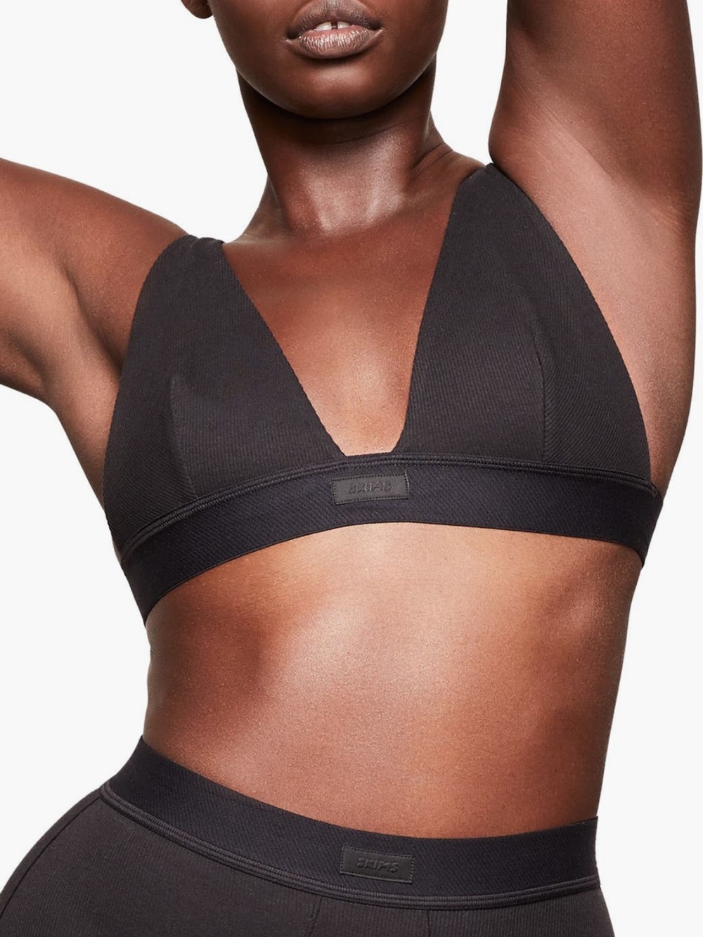 SKIMS Stretch Cotton Rib Plunge Bralette